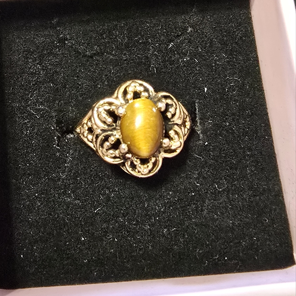 Vintage 14kt Espo Gold Plated Women's Ring with Yellow Stone